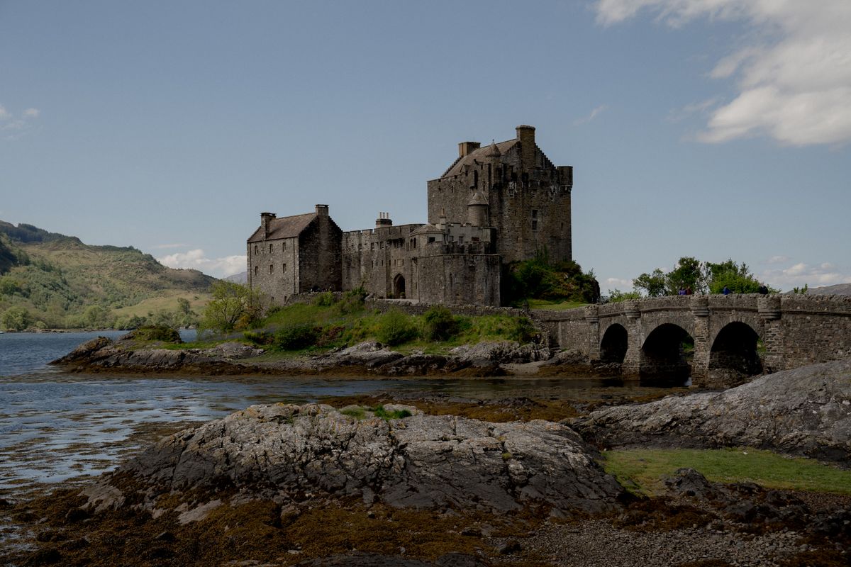 Eilean Donan Castle at the junction of three lochs on the road to the Isle of Skye
